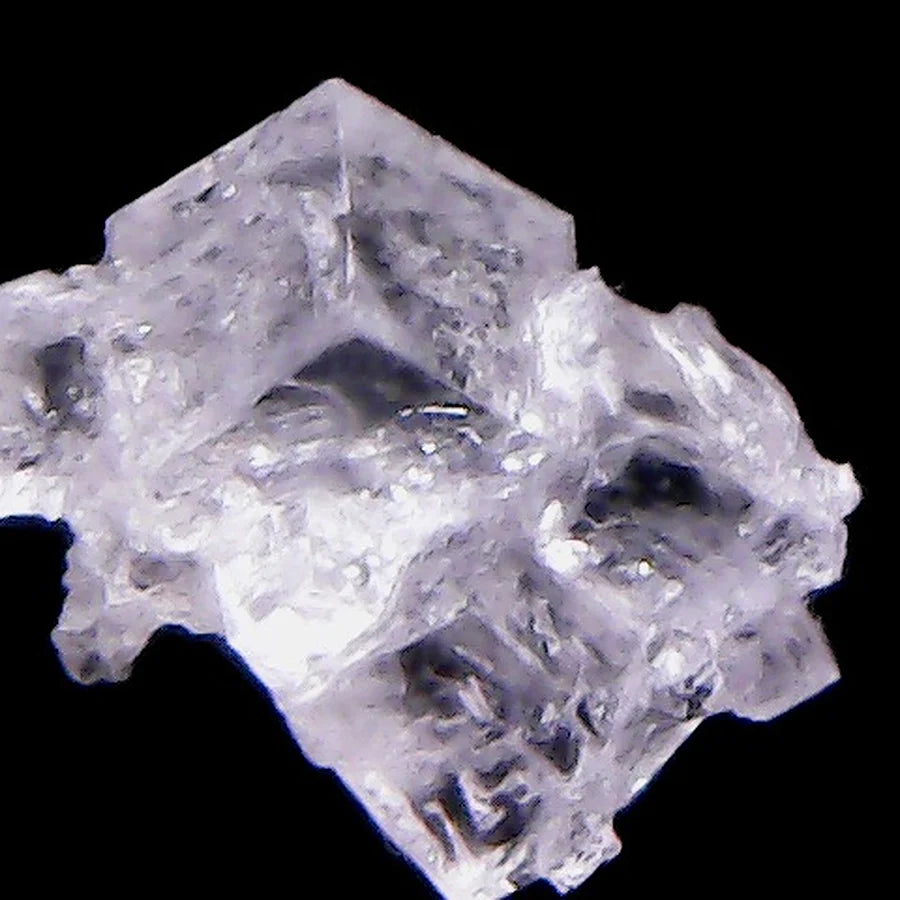 Pink salt crystals, up close